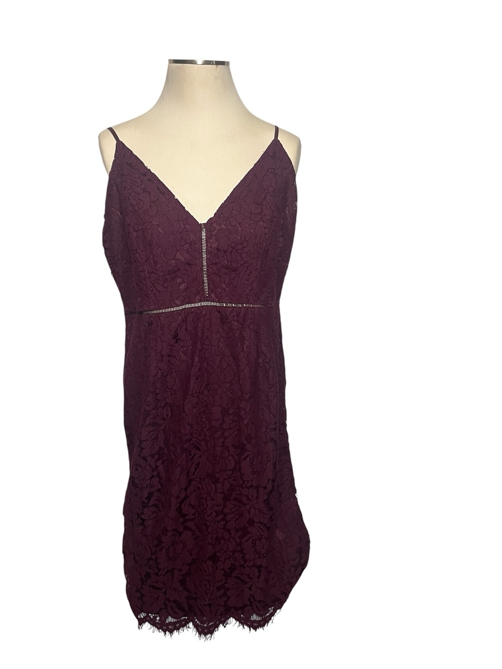 Astr Deep Plum Lace Spaghetti Strap Dress